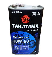 Масло TAKAYAMA MOTOTEK 7000,  4T 10W50 SN MA-2 синтетика, 1 литр  605576