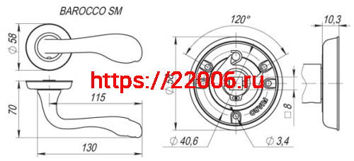 Ручка Fuaro (Фуаро) раздельная R.SM58.BAROCCO (BAROCCO SM) GOLD-24 золото 24К фото 3