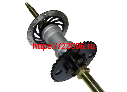 Ось задняя ATV Jaeger 2 в сборе М20*810мм (корпус поднипника, диск тормоза, звезда) фото 3 Ось задняя ATV Jaeger 2 в сборе М20*810мм (корпус поднипника, диск тормоза, звезда) фото 3