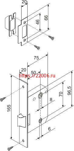 Защелка Fuaro (Фуаро) врезная F72-50 AC фото 3 Защелка Fuaro (Фуаро) врезная F72-50 AC фото 3