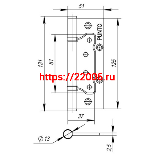 Петля Punto (Пунто) универсальная без врезки IN5200W CP (200-2B 125x2,5) хром фото 3 Петля Punto (Пунто) универсальная без врезки IN5200W CP (200-2B 125x2,5) хром фото 3
