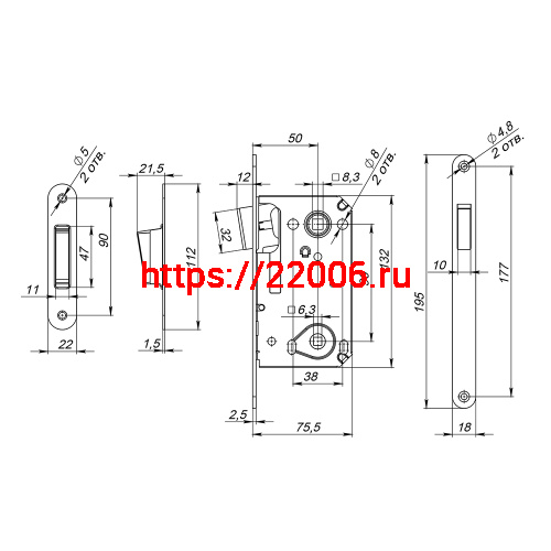 Защелка Fuaro (Фуаро) врезная MAGN5300-M-WС (5300-M-WC) AB бронза фото 3 Защелка Fuaro (Фуаро) врезная MAGN5300-M-WС (5300-M-WC) AB бронза фото 3