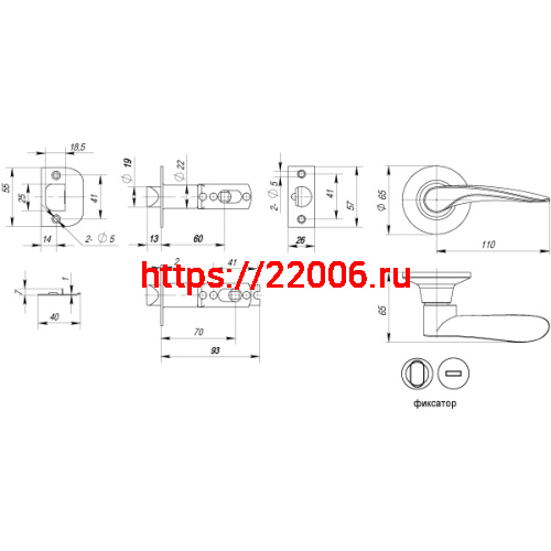 Ручка Punto (Пунто) защелка DK620 SN-BK (6020 SN-B) (фик.) мат. никель фото 3 Ручка Punto (Пунто) защелка DK620 SN-BK (6020 SN-B) (фик.) мат. никель фото 3