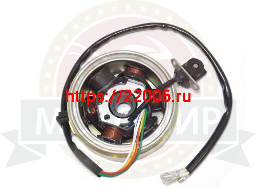 Зажигание 4х т GY6-125/150 в сборе с маховиком 5+1 катушек (генератор) Зажигание 4х т GY6-125/150 в сборе с маховиком 5+1 катушек (генератор)