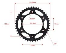 Звезда ведомая 520*43T KAYO K6, T4, T6 ( JT R210)