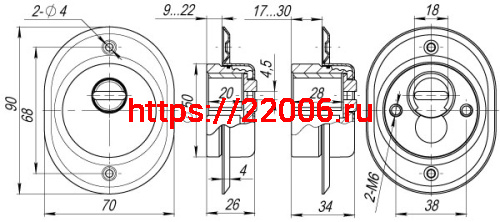 Броненакладка Armadillo (Армадилло) на ЦМ/сквозн. крепл. (от вырывания, 25 мм) ET/ATC-Protector 2-25CP-8 Хром фото 3