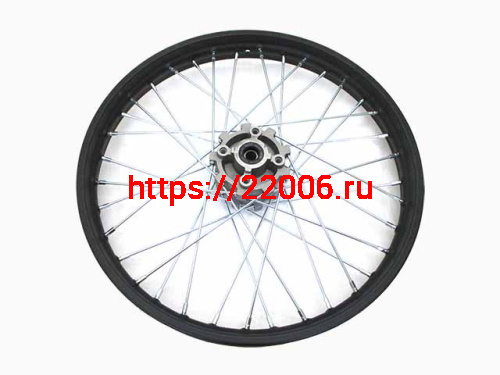 Диск колеса передний стальной на спицах 1.6 - 19" цвет черный, дисковый тормоз ось 15мм KAYO