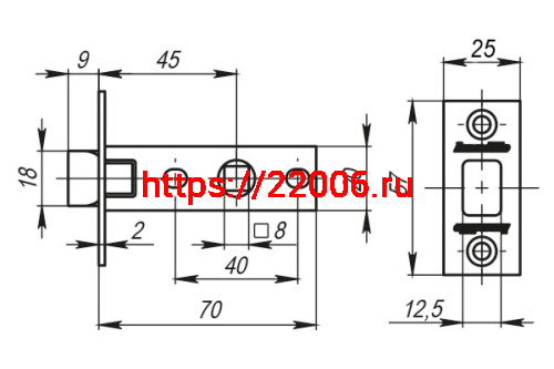 Защелка Armadillo (Армадилло) врезная LH 120-45-25 SG Матовое золото BOX /прям/ фото 3