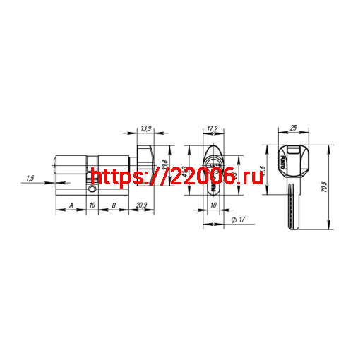 Цилиндровый Punto (Пунто) механизм MaxPro7002Knob60mm(25+10+25) BL черный 7key с вертушкой фото 3 Цилиндровый Punto (Пунто) механизм MaxPro7002Knob60mm(25+10+25) BL черный 7key с вертушкой фото 3