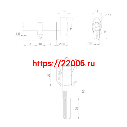 Цилиндровый Punto (Пунто) механизм (Z402/90) Z4002Knob90(35+10+45) с вертушкой CP хром фото 4 Цилиндровый Punto (Пунто) механизм (Z402/90) Z4002Knob90(35+10+45) с вертушкой CP хром фото 4