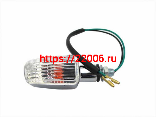 Указатель поворота №07 белое стекло,прямоугольный хромированный