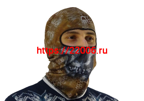 Подшлемник-балаклава (открыта только область для глаз, камуф. "осень" цвета 890037) с имит.черепа