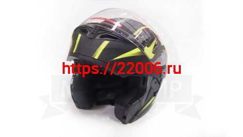 Шлем модуляр COBRA JK902, черно/зеленый(6), с очками, размер S фото 4