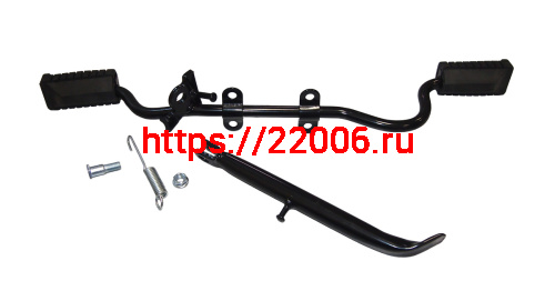 Подножка водителя центральная FLASH в сборе с подставкой боковой (с изгибом под глушит.) (НАБОР)