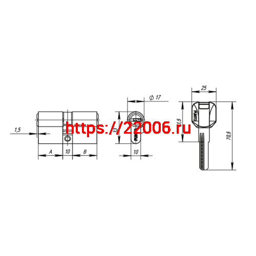Цилиндровый Punto (Пунто) механизм MaxPro7000Key90mm(25+10+55) SN никель 7key фото 4 Цилиндровый Punto (Пунто) механизм MaxPro7000Key90mm(25+10+55) SN никель 7key фото 4