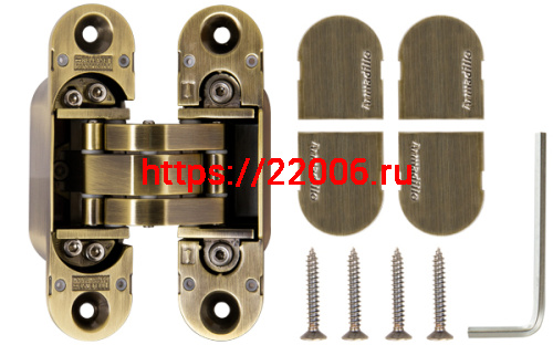 Петля Armadillo (Армадилло) скрытой установки U3D6000 AB (11160UN3D) бронза фото 4