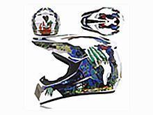 Мотошлем VIRTUE MD-905 Кросс белый с синим граффити (XL)